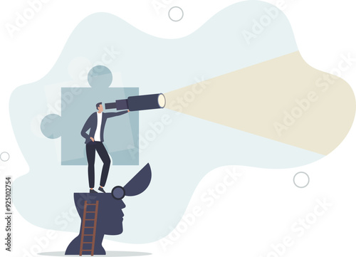 Visionary skills with unconscious understanding about anticipation.flat design with people.