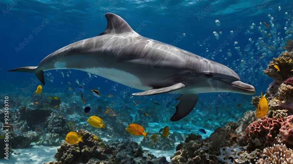 Underwater dolphins and coral reefs Underwater dolphins and coral reefs