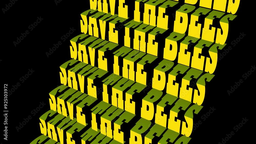 Yellow scrolling text that reads 