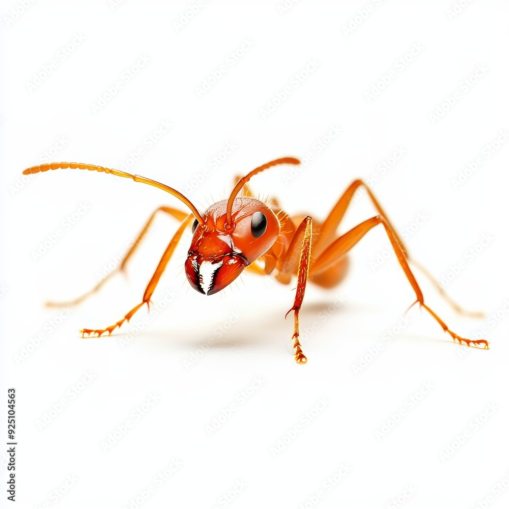 A close-up of the full body of a red ant, isolated on a transparent background A close-up of the full body of a red ant, isolated on a transparent background