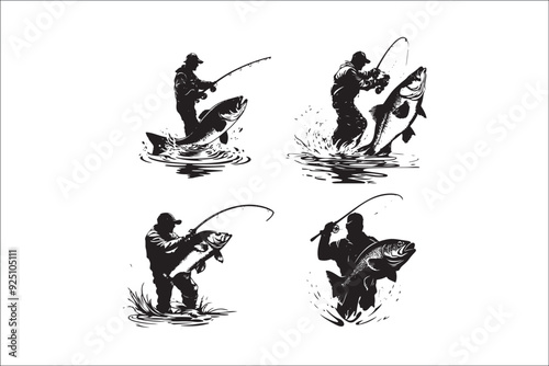 Beautiful Fishing Silhouette Vectors