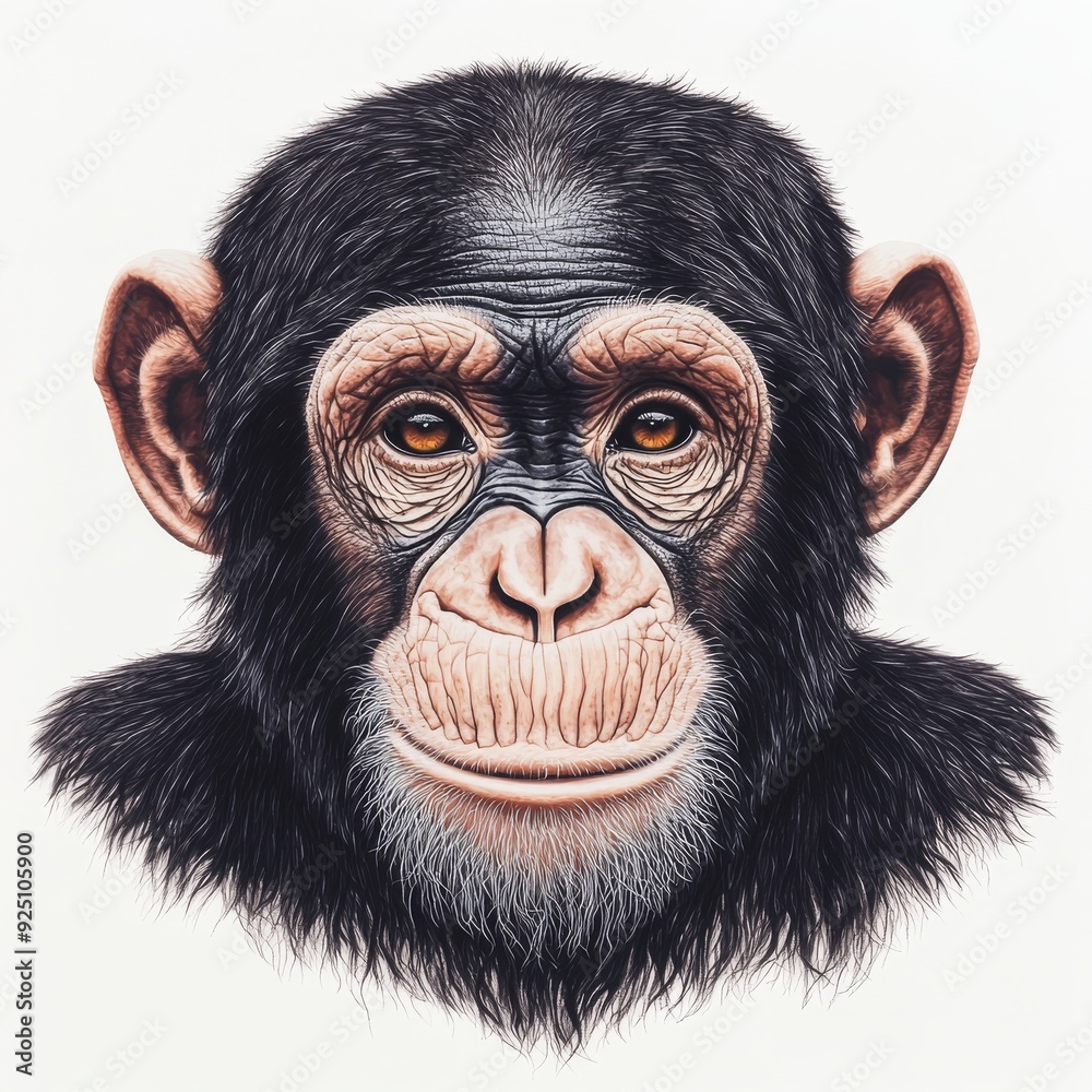 Closeup of a chimpanzee in anger with transparent head Closeup of a chimpanzee in anger with transparent head