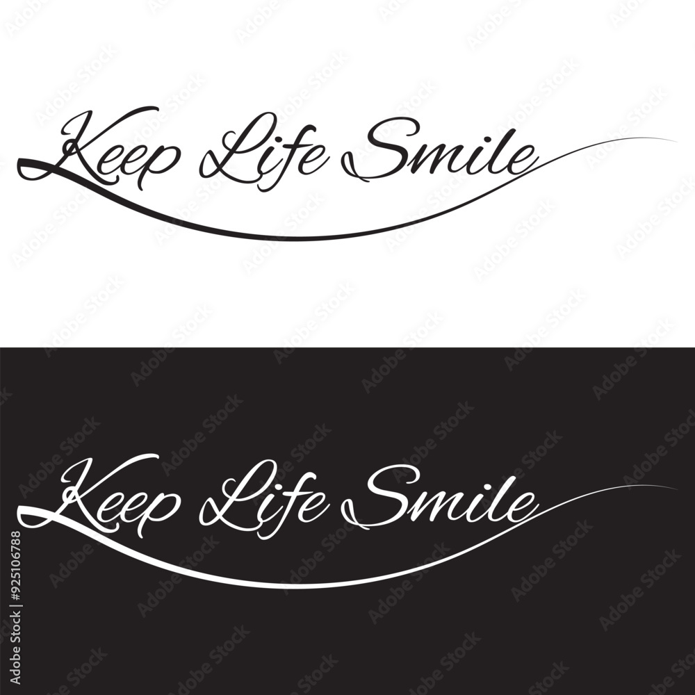KEEP LIFE SMILE - hand lettering inscription calligraphy text on white and black background. vector illustration .EPS 10 KEEP LIFE SMILE - hand lettering inscription calligraphy text on white and black background. vector illustration .EPS 10
