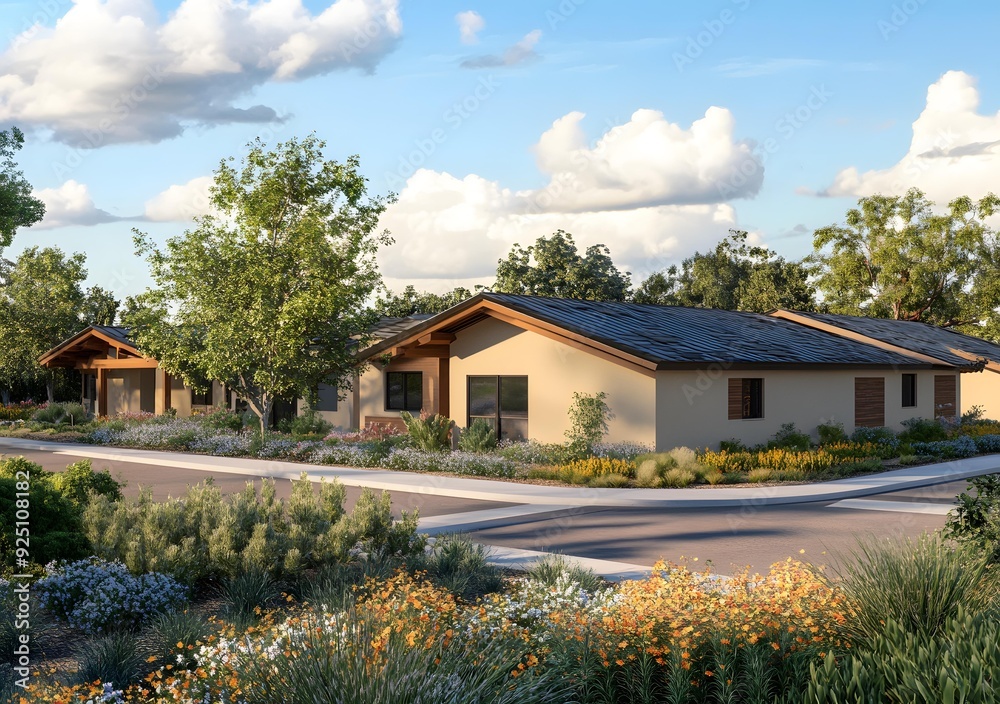 Modern Suburban Homes With Lush Landscaping Modern Suburban Homes With Lush Landscaping