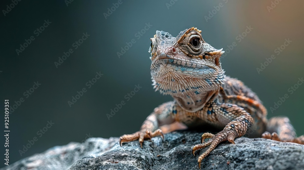 Fototapeta premium Close-up photograph of a gecko on a rock.
