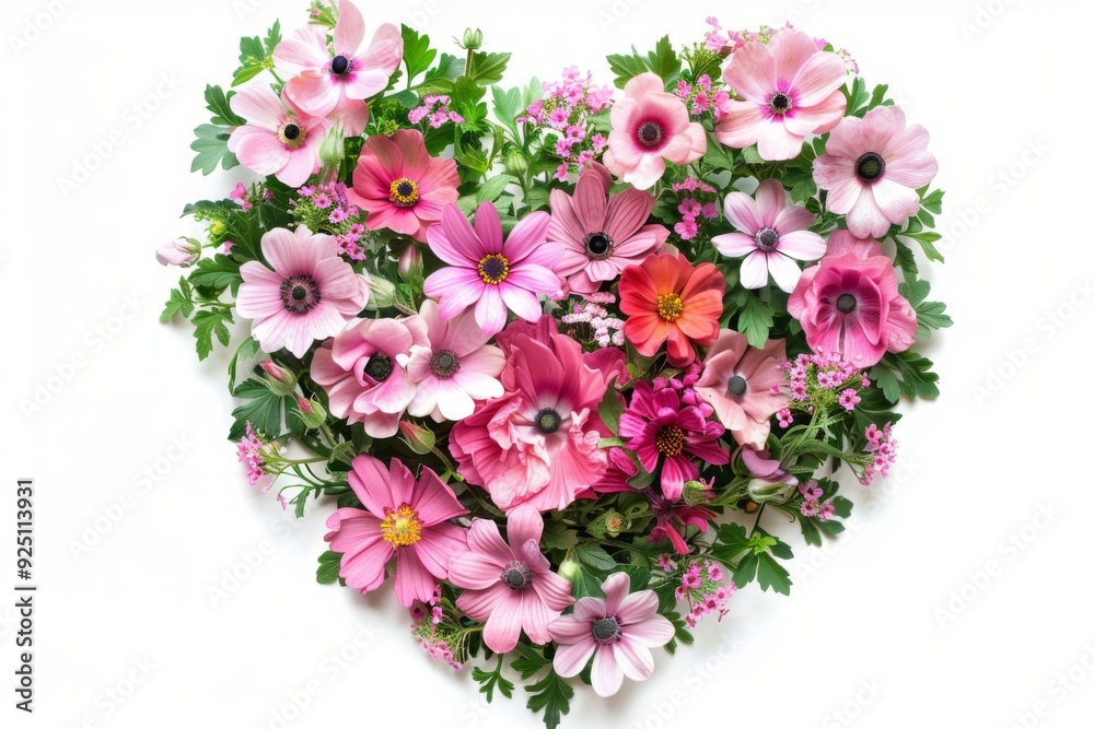 A serene heart-shaped garden overflowing with vibrant pink flowers of varying shades, creating a romantic ambiance. Valentine's Day, February 14 A serene heart-shaped garden overflowing with vibrant pink flowers of varying shades, creating a romantic ambiance. Valentine's Day, February 14