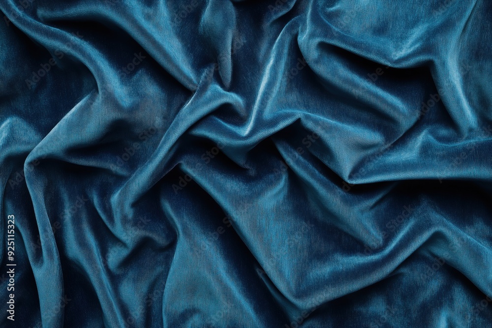 Obraz premium Rich textured fabric surface with deep blue tones and intricate folds