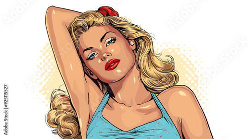retro style pop art and vintage advertising. Sexy blonde woman.
