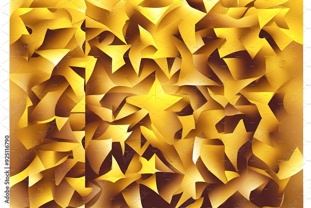 Abstract geometric background. Gold stars on a yellow gradient background Abstract geometric background. Gold stars on a yellow gradient background