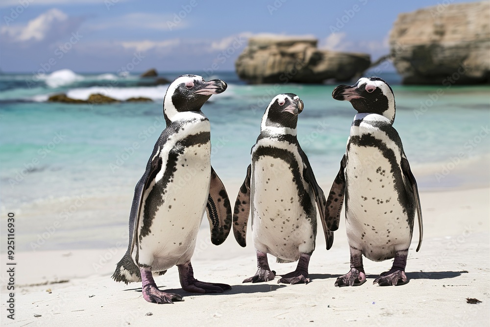 Fototapeta premium African penguins on a beach