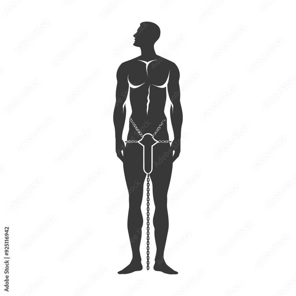 Silhouette of Man with Symbolic Chain and Loincloth Silhouette of Man with Symbolic Chain and Loincloth
