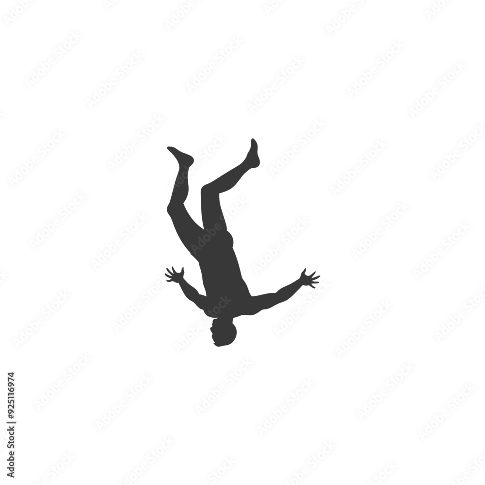 Falling Man Silhouette: Abstract Gravity Defying Pose Falling Man Silhouette: Abstract Gravity Defying Pose