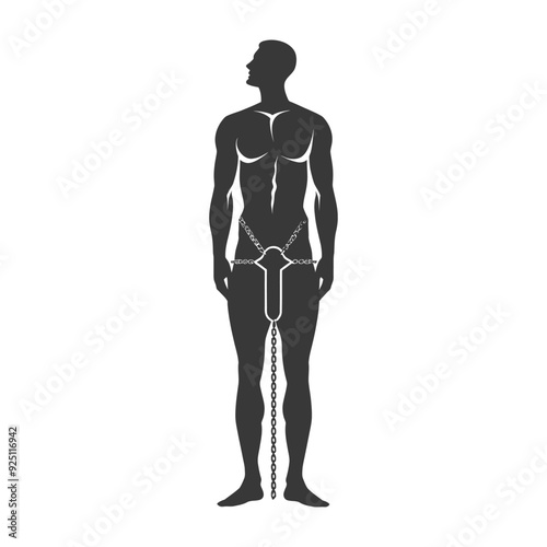 Silhouette of Man with Symbolic Chain and Loincloth