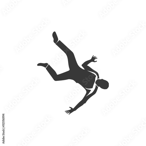 Falling Man Silhouette:  Gravity Defied, Minimalist Vector Illustration