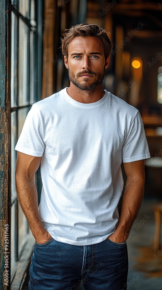 Fototapeta premium White t-shirt mockup | Mockup