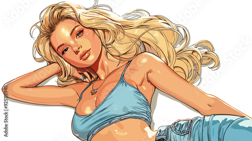 retro style pop art and vintage advertising. Sexy blonde woman.
