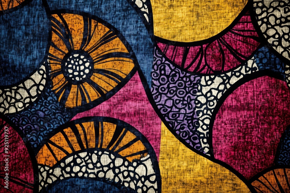 Fototapeta premium A textured background with the colorful patterns of Ankara fabric, popular in many African countries