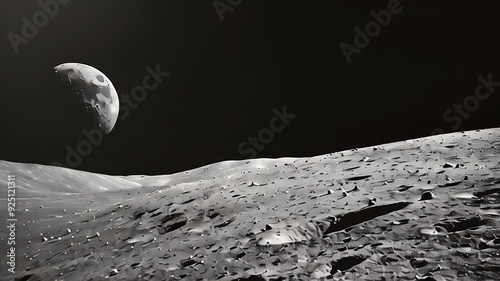 Wallpaper Mural Moon surface. in motion Black and white space panorama background. Torontodigital.ca