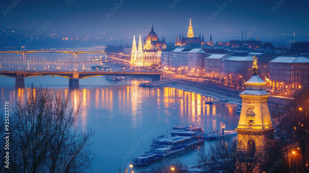 Fototapeta premium Communication technology in Hungary: Expansion of mobile networks and digital communication,