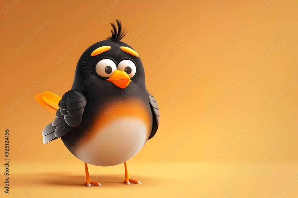 Nostalgic Cute Thrush Character Badge Logo with Simple Design Nostalgic Cute Thrush Character Badge Logo with Simple Design