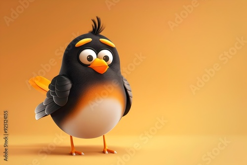Nostalgic Cute Thrush Character Badge Logo with Simple Design