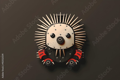 Robotic Porcupine Icon   Innovative Technology Mascot Design photo