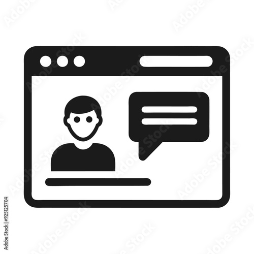 Black silhouette discussion message chat sharing communication icon and vector illustration