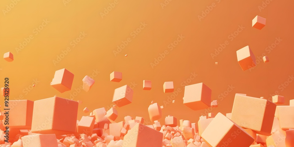 Fototapeta premium Abstract Minimalist Orange Cube Shapes Geometric Background