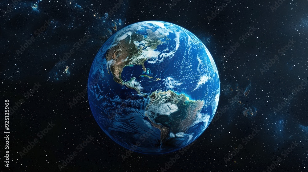 Obraz premium Earth from Space with Stars