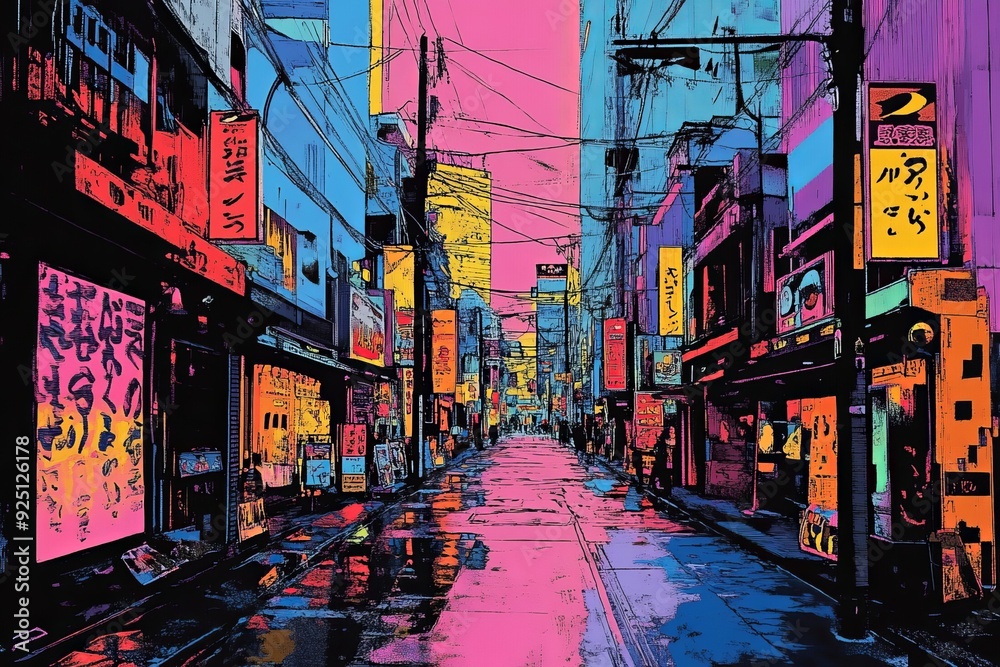 Fototapeta premium Illustration of a colorful urban city