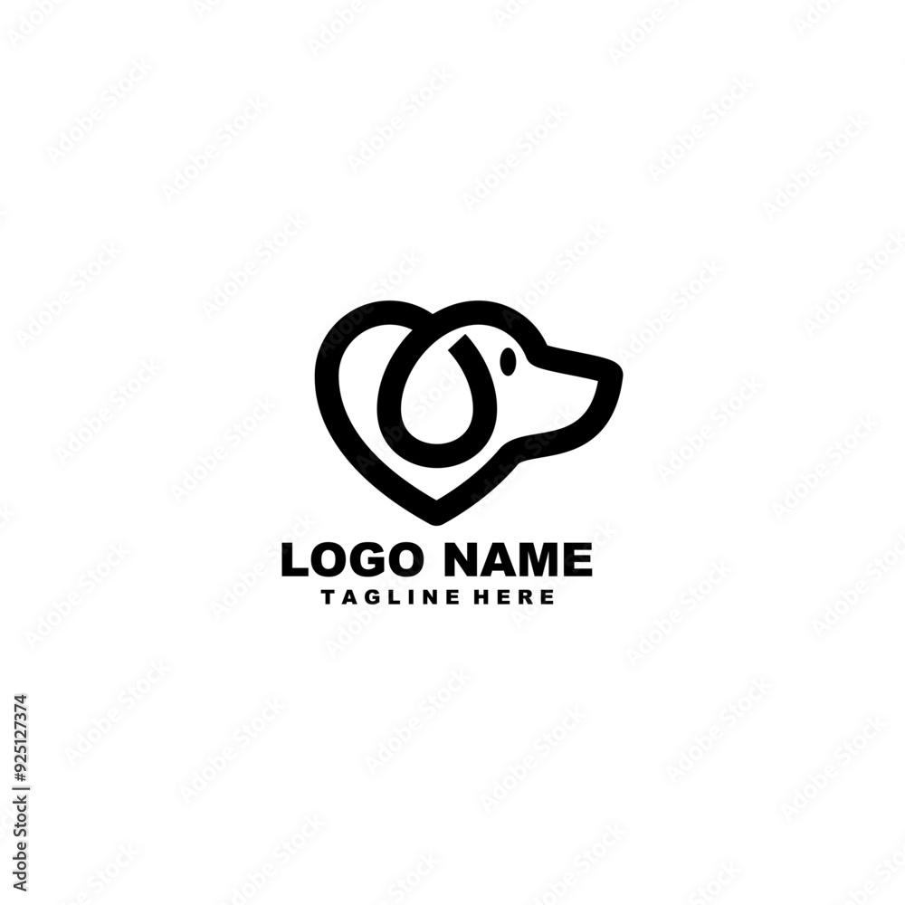 Obraz premium love dog logo design vector