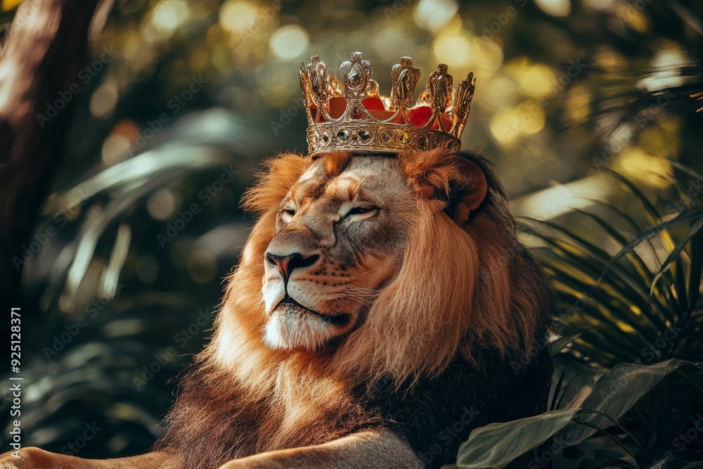 illustration portrait of a lion wearing a crown, king of the jungle illustration portrait of a lion wearing a crown, king of the jungle