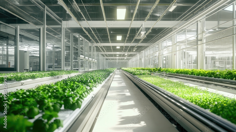 High-tech greenhouse with a fully automated climate control system. High-tech greenhouse with a fully automated climate control system.