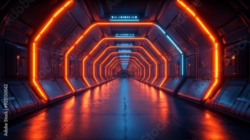 Neon futuristic tunnel with generative ai