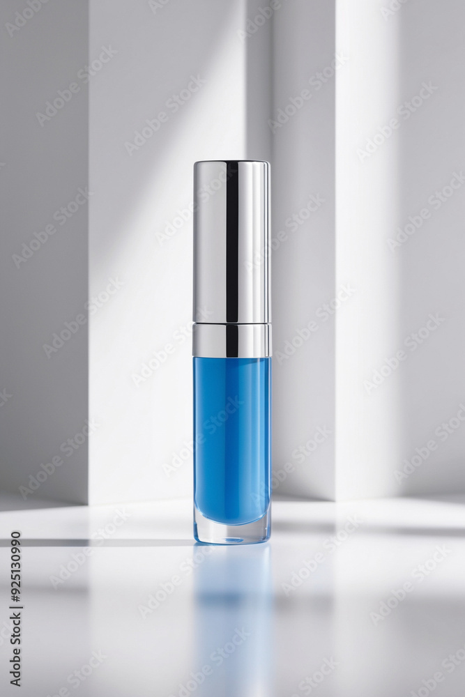 Bottle of blue nail polish in studio setting, still life and product photography Bottle of blue nail polish in studio setting, still life and product photography