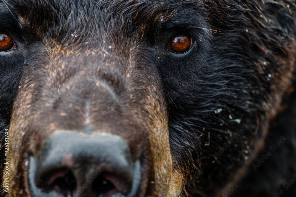 Alaskan brown bear staring with intense brown eyes in a close up portrait Alaskan brown bear staring with intense brown eyes in a close up portrait