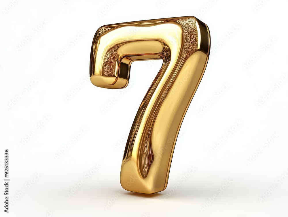 Golden 3D Number Seven isolated on white background Golden 3D Number Seven isolated on white background