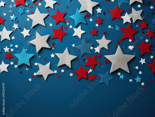 Wallpaper Mural White background with blue red and white stars and decor American Independence Day Torontodigital.ca