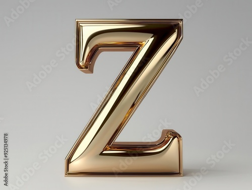 Golden letter Z isolated on white background.