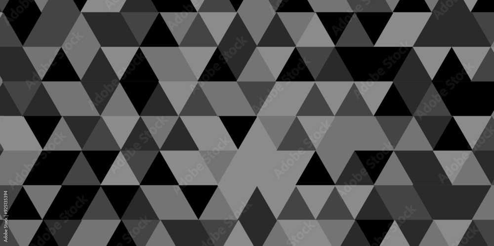 Seamless geometric pattern square shapes low polygon backdrop background. Abstract geometric wall tile and metal cube background triangle wallpaper. Gray and black polygonal background.