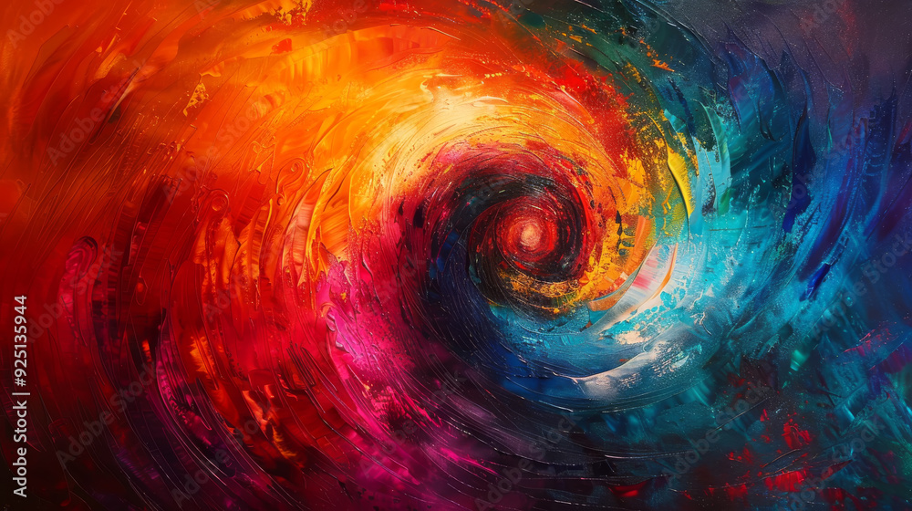 Abstract oil painting with vibrant colors swirling together, showcasing the texture and movement of brushstrokes Abstract oil painting with vibrant colors swirling together, showcasing the texture and movement of brushstrokes