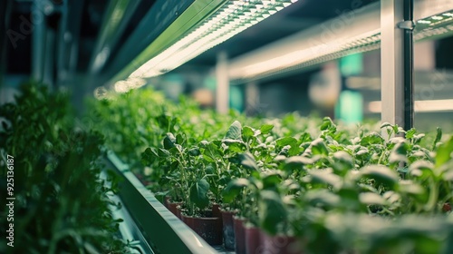 Vertical farming system with automated lighting and nutrient delivery.