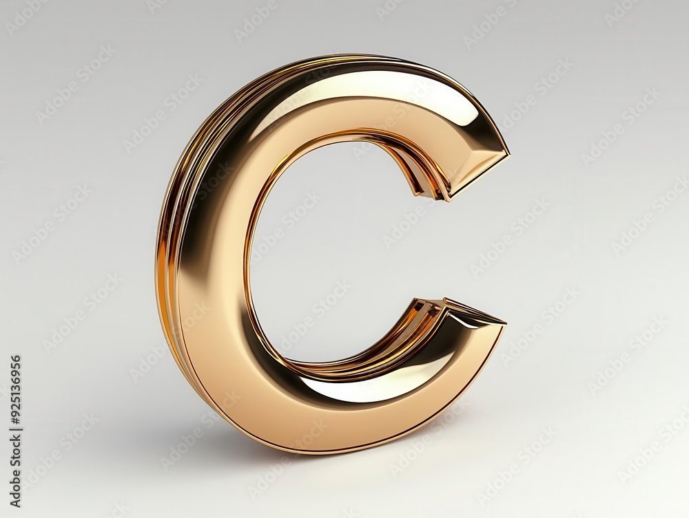Shiny golden letter C isolated on white background. Shiny golden letter C isolated on white background.