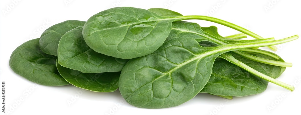 Fresh spinach leaves on a white background showcasing vibrant greens and natural textures Fresh spinach leaves on a white background showcasing vibrant greens and natural textures