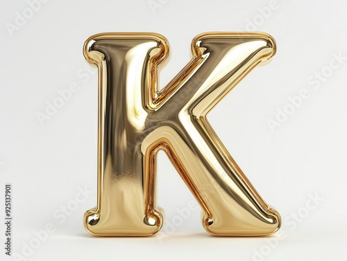 Golden letter K isolated on white background