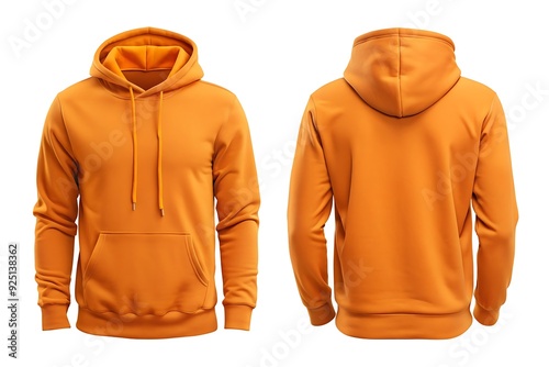 Blank hooded sweatshirt, men's hooded jacket with zipper for your design mockup for print, isolated on white background, 3d rendering, 3d illustration