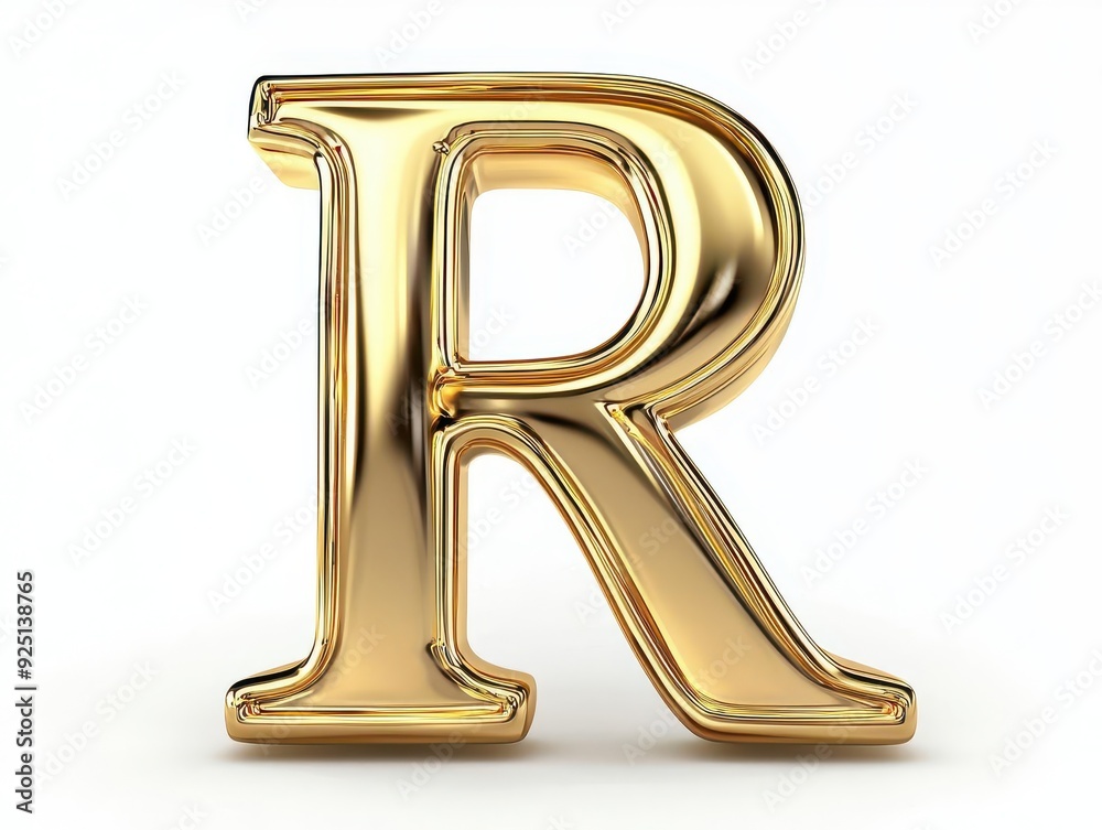 Golden 3D letter R, isolated on white background. Golden 3D letter R, isolated on white background.