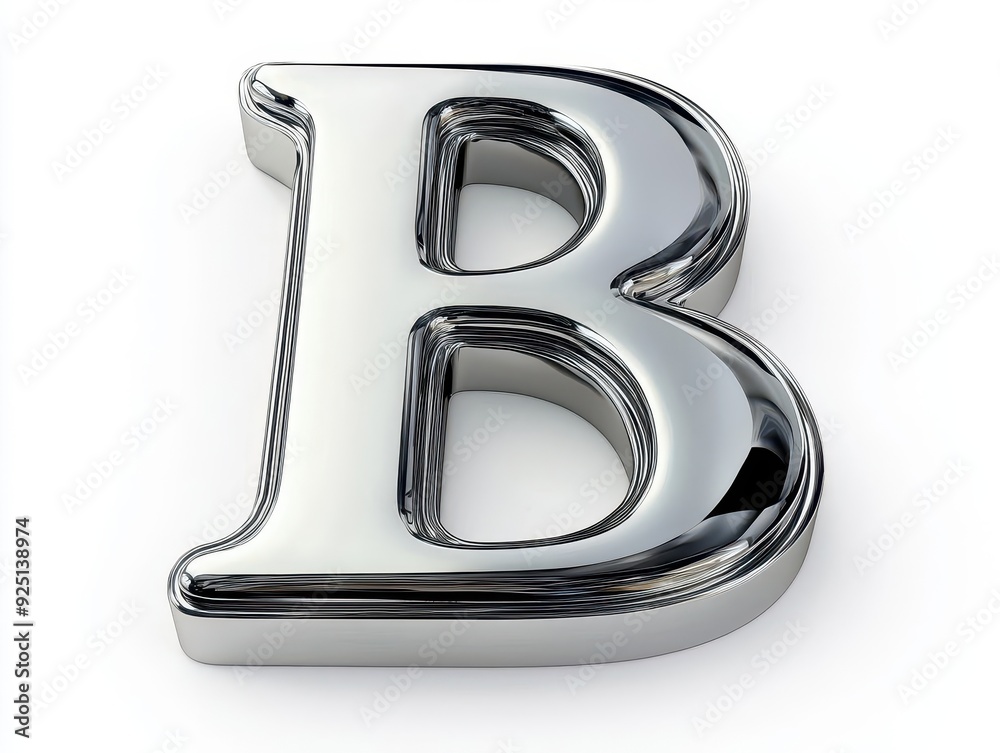 Shiny silver letter B isolated on white background. Shiny silver letter B isolated on white background.