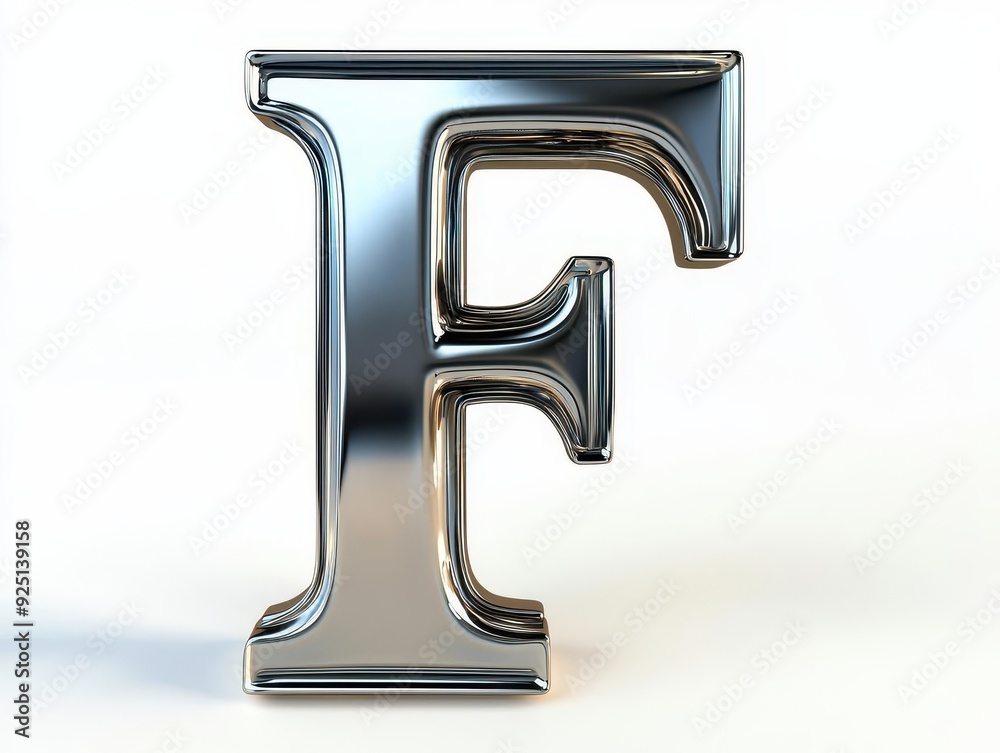 Metallic silver letter F, isolated on white background. Metallic silver letter F, isolated on white background.