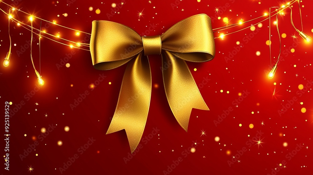 Elegant Red Ribbon and Gold Bow for Gift Wrapping